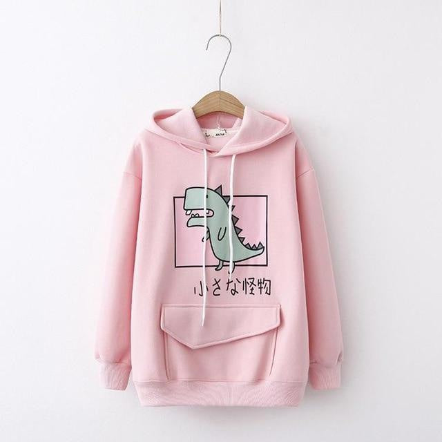 Pastel dino hoodie - black - dinos - dinosaur - dinosaurs - hoodie