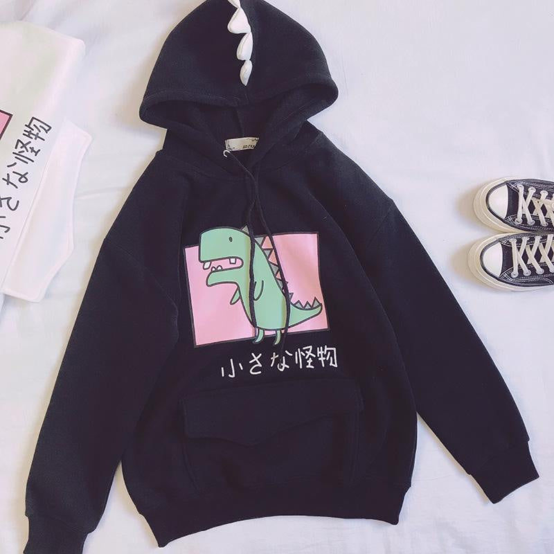 Pastel dino hoodie - black - dinos - dinosaur - dinosaurs - hoodie