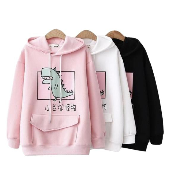 Pastel dino hoodie - black - dinos - dinosaur - dinosaurs - hoodie