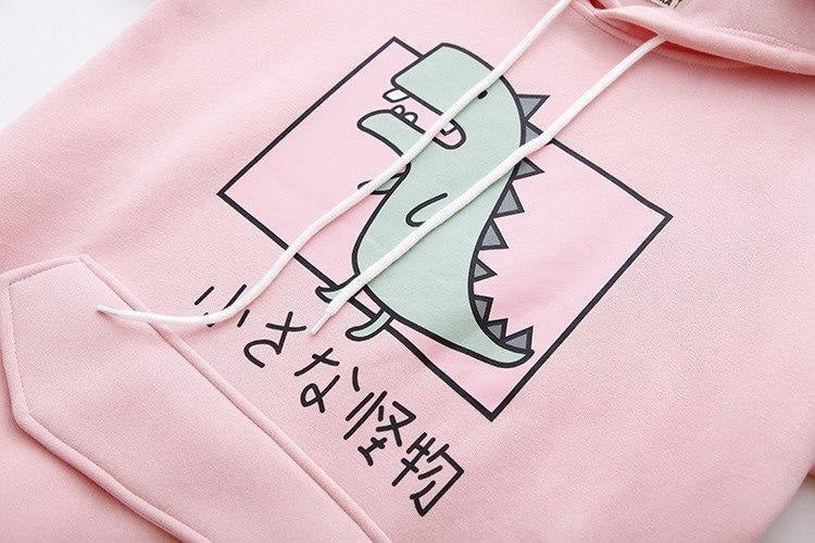 Pastel dino hoodie - black - dinos - dinosaur - dinosaurs - hoodie