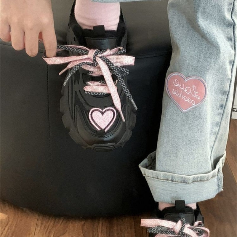 Pastel goth heart sneakers - footwear - kawaii - babe - pastel goth - shoe