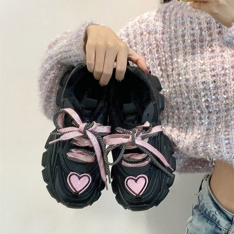 Pastel goth heart sneakers - footwear - kawaii - babe - pastel goth - shoe