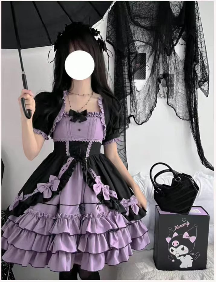 Pastel goth maiden dress - bows - goth - gothic - kawaii - lavender