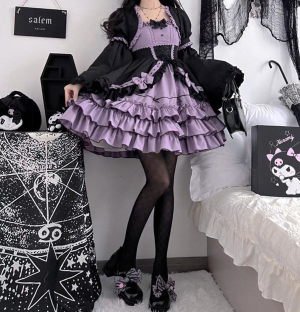 Pastel goth maiden dress - bows - goth - gothic - kawaii - lavender