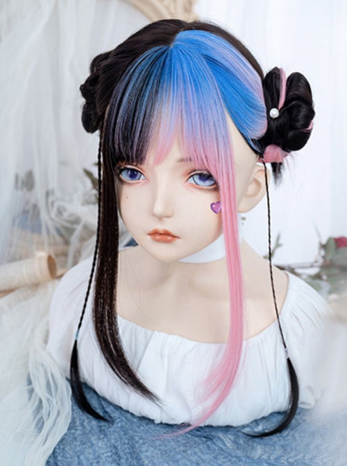 Pastel Goth Money Piece Wig - bangs, brown wig, cosplay, fringe, hair