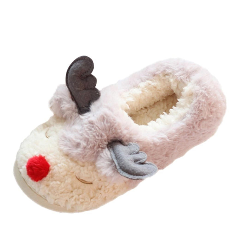 Kawaii pastel plush reindeer slippers soft night shoes