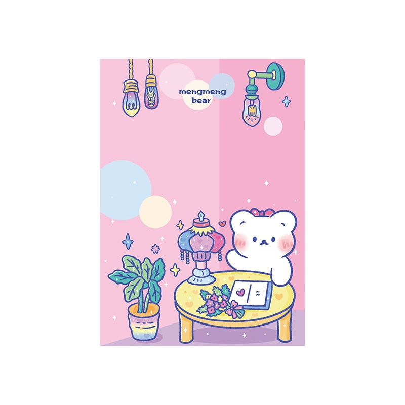 Kawaii pastel rainbow bear hearts and sweets sticky notepads