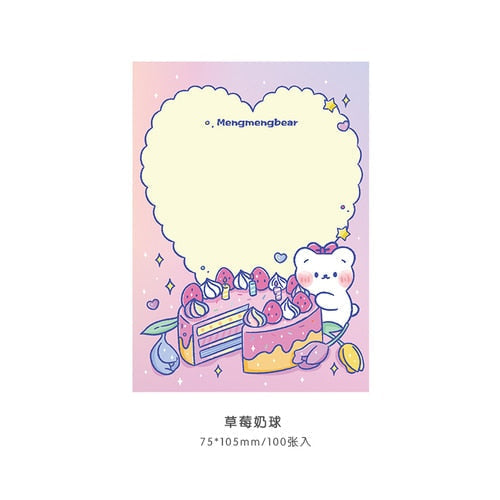 Kawaii pastel rainbow bear hearts and sweets sticky notepads