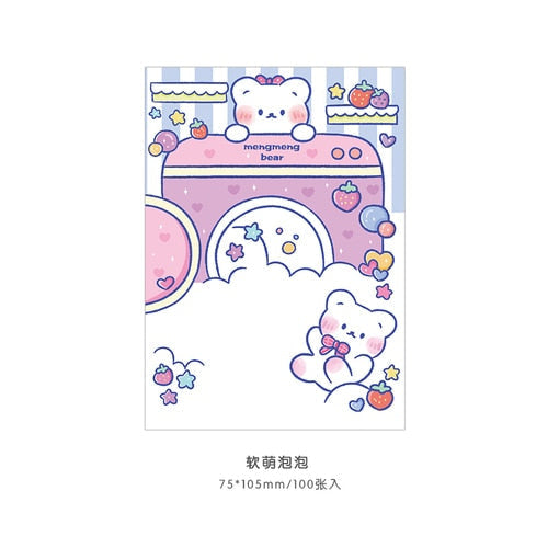 Kawaii pastel rainbow bear hearts and sweets sticky notepads