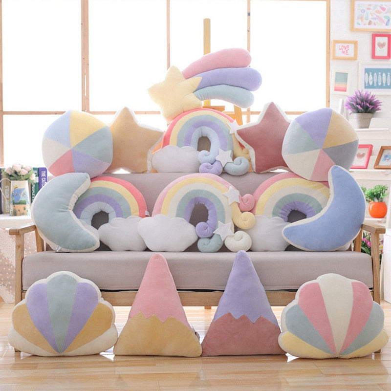 Pastel rainbow sky throw pillows - cushions - kawaii - pastel - pillows - plush