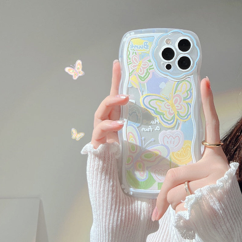 Kawaii pastel spring fluttering butterfly iphone case