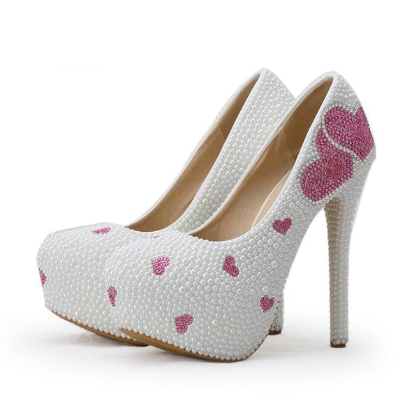 Pearlized sweetheart pumps - bridal - bride - candy - hearts - decora