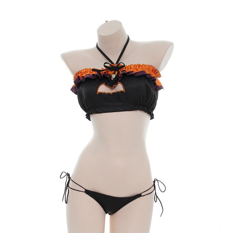 Peekaboo Bat Halloween Lingerie Set Sexy Pumpkin Goth Kawaii Babe Peekaboo Bat Halloween Lingerie Set Sexy Pumpkin Goth Kawaii Babe