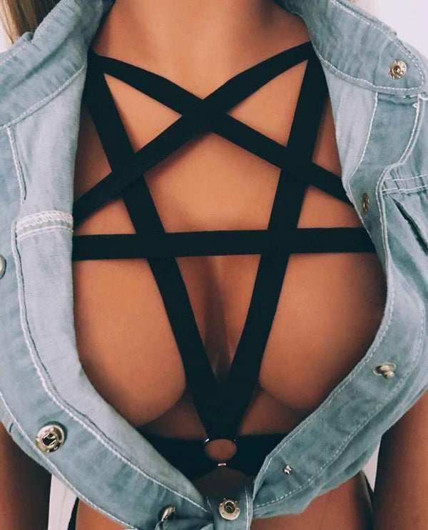 Pentagram harness - black - garter - goth - harness - harnesses