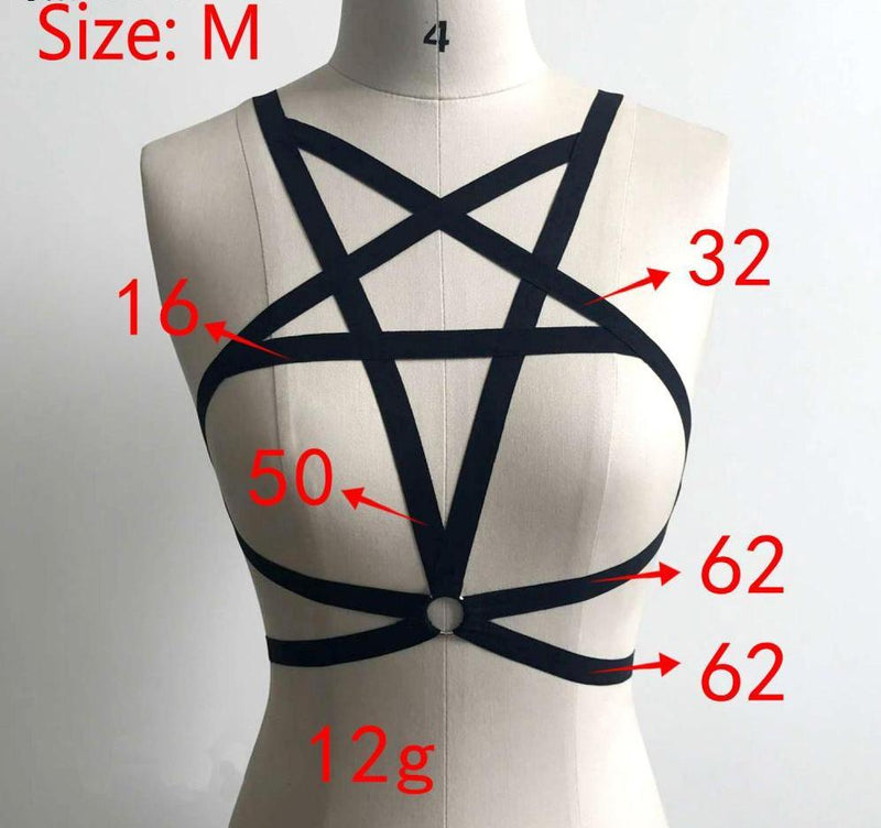 Pentagram Harness Bra Strappy Cute Brasier | Kawaii Babe Pentagram Harness Bra Strappy Cute Brasier | Kawaii Babe