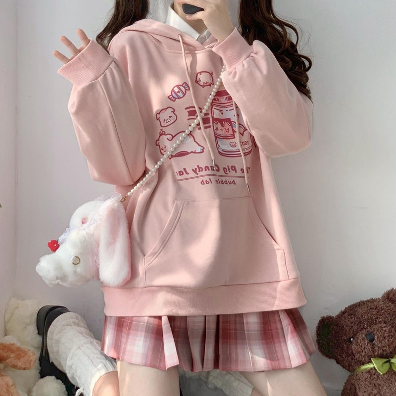 Piggy candy jar hoodie - cute - fairy kei - hooded - hoodies - kawaii