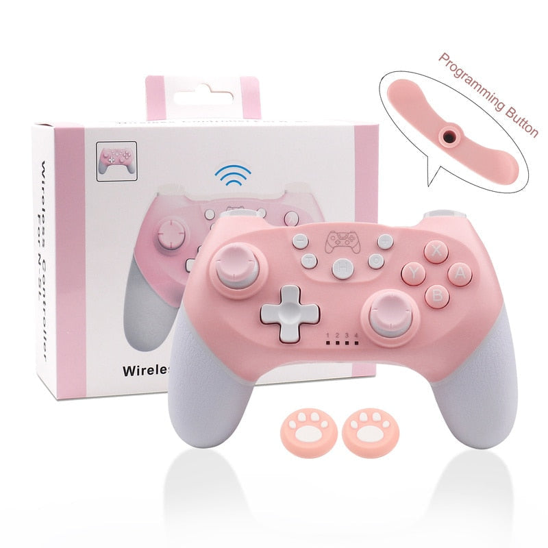 Pink bluetooth game controller for pc/switch - animal crossing - controller