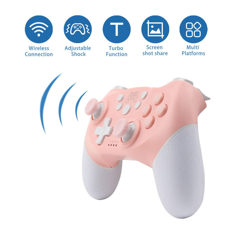 Pink bluetooth game controller for pc/switch - animal crossing - controller