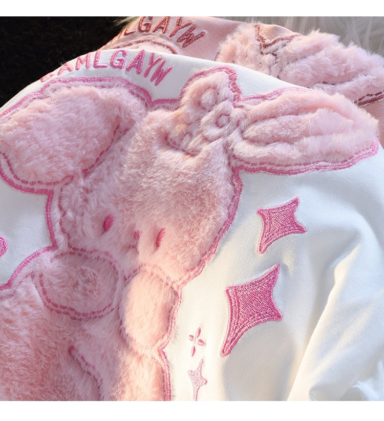 Pink bunny fluffy tee - bunnies - bunny - rabbits - shirt - top