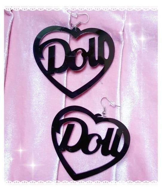 Kawaii pink doll hoop earrings glam girl babydoll barbie