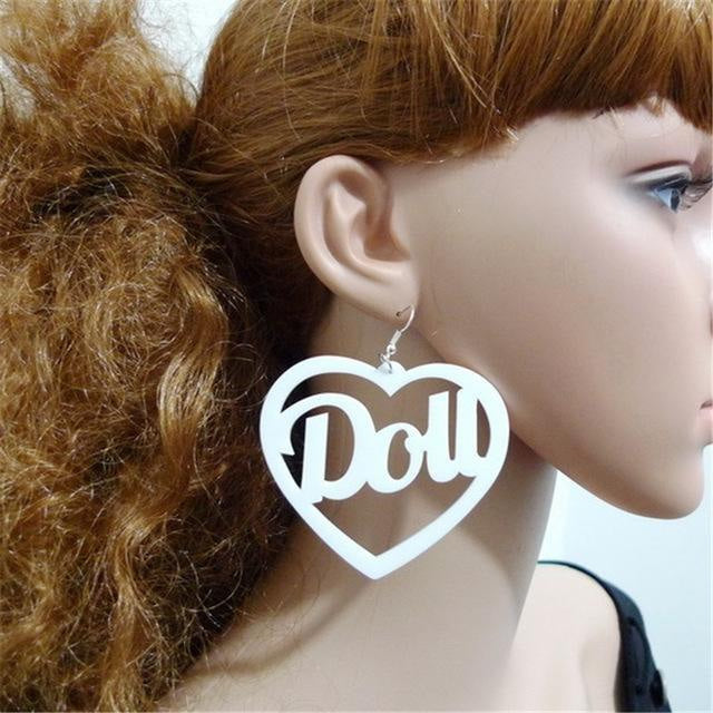 Kawaii pink doll hoop earrings glam girl babydoll barbie