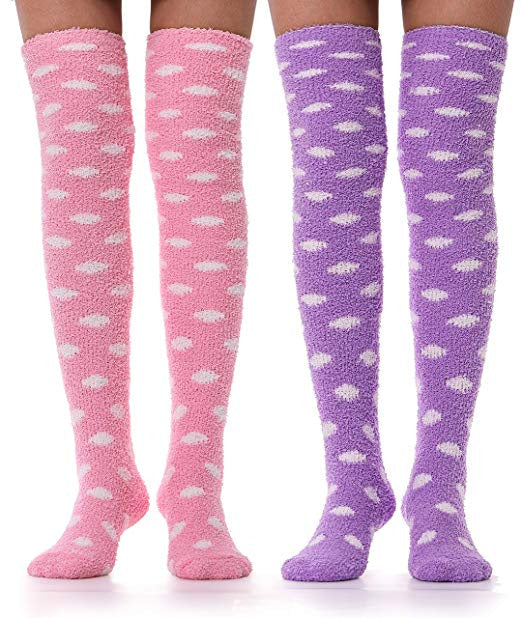 Pink fuzzy cloud thigh highs - fairy kei - furry - fuzzy - stockings - knee sock