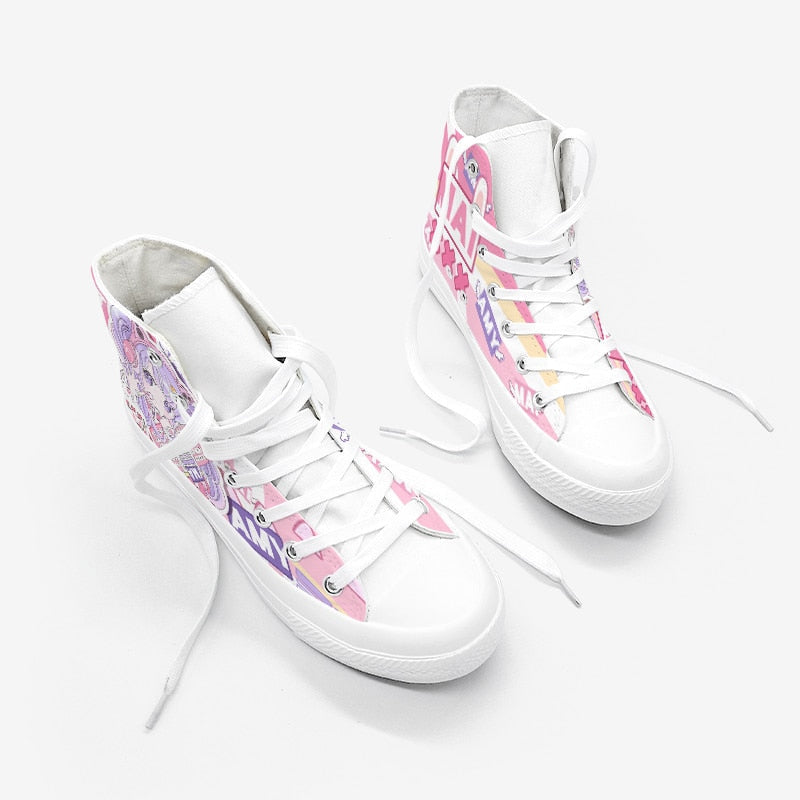 Pink kawaii fairy kei high top sneakers shoes