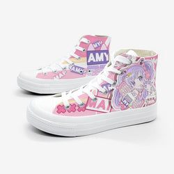 Pink kawaii fairy kei high top sneakers shoes