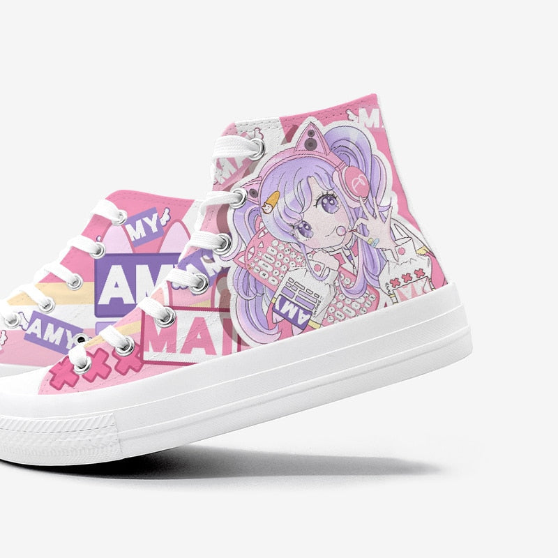 Pink kawaii fairy kei high top sneakers shoes