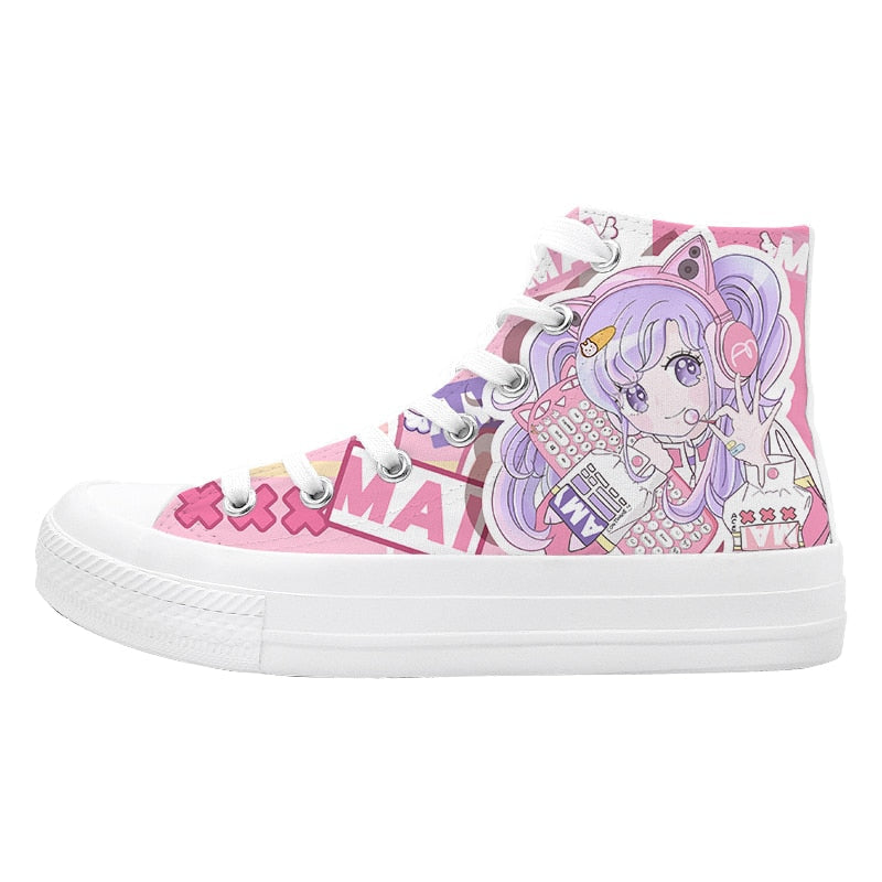 Pink kawaii fairy kei high top sneakers shoes