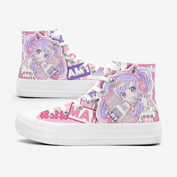 Pink kawaii fairy kei high top sneakers shoes