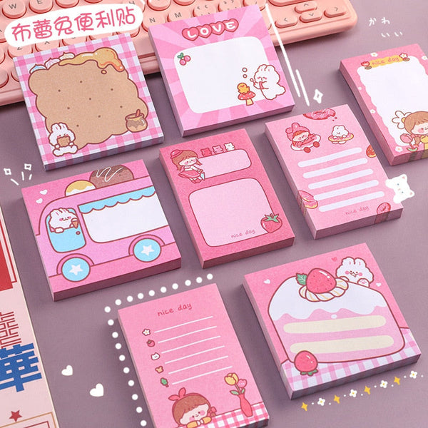 Pink kawaii stationery sticky notes - kawaii - note pad - notes - pink - stationery