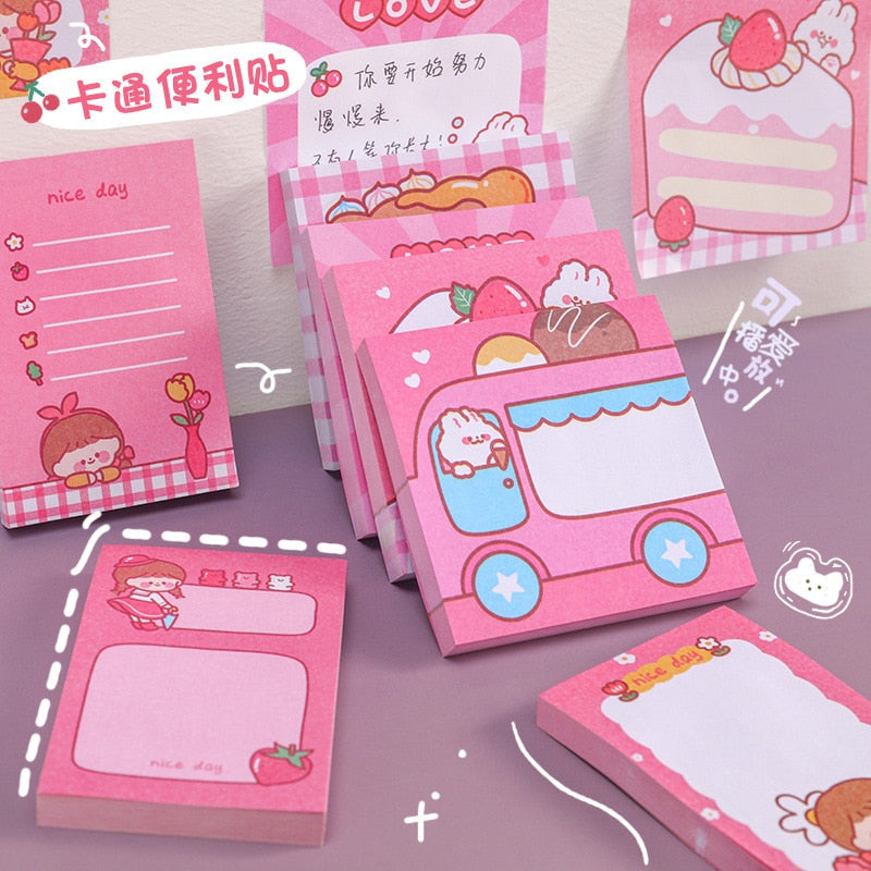 Pink kawaii stationery sticky notes - kawaii - note pad - notes - pink - stationery