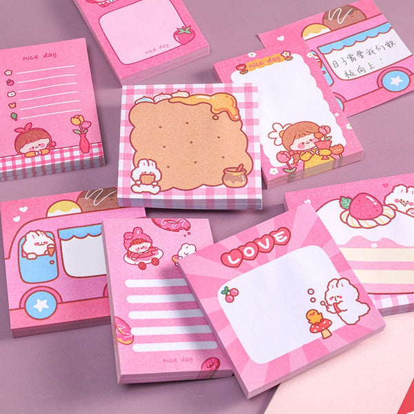 Pink kawaii stationery sticky notes - kawaii - note pad - notes - pink - stationery