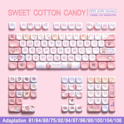 Kawaii pink teddy keycaps set keyboard caps