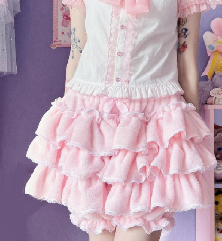 Pink layered cake bloomer shorts - bloomers - kawaii - lolita - shorts