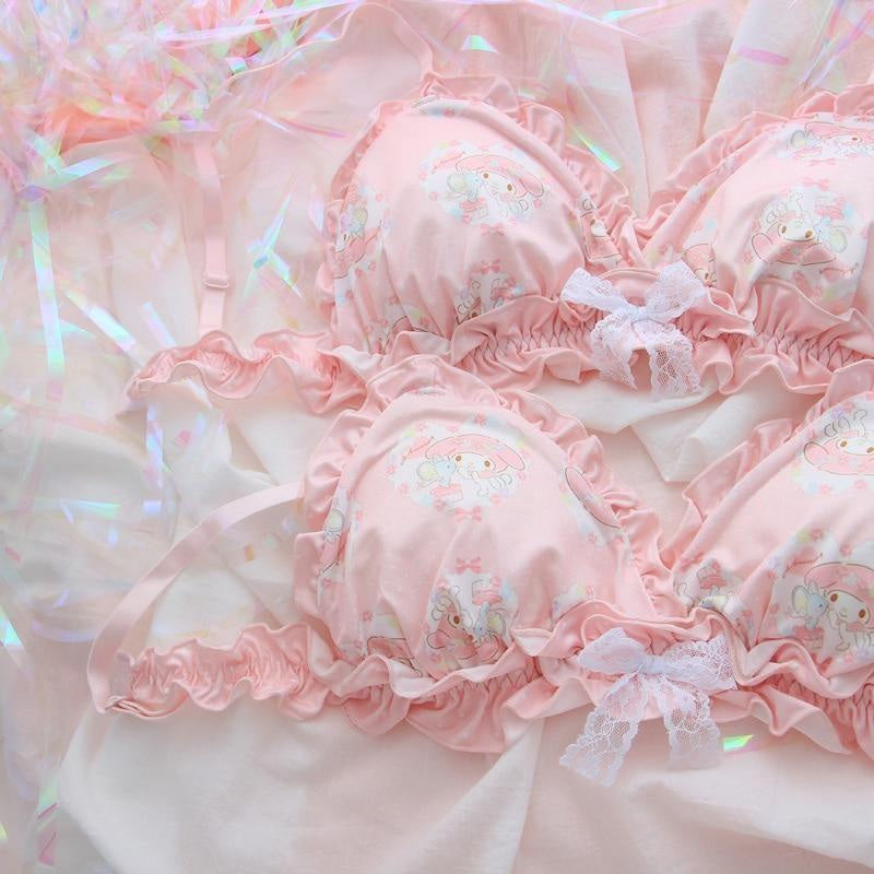 Kawaii pink my melody sanrio lingerie set ruffled cute