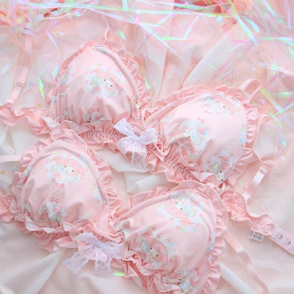 Kawaii pink my melody sanrio lingerie set ruffled cute