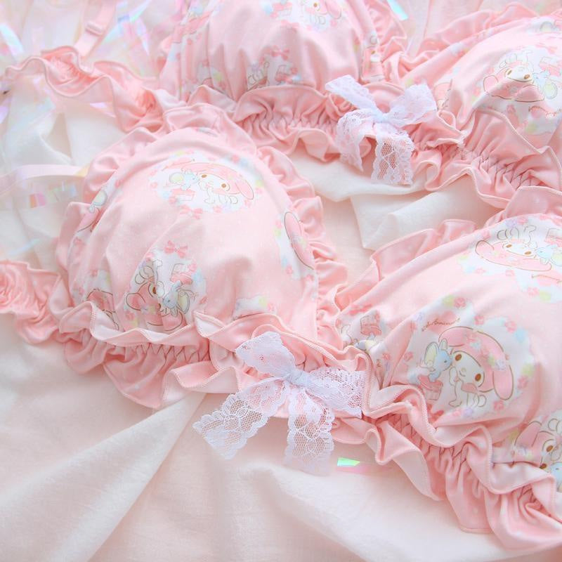 Kawaii pink my melody sanrio lingerie set ruffled cute