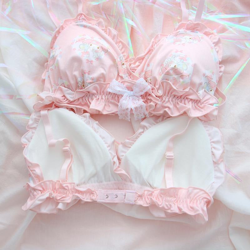 Kawaii pink my melody sanrio lingerie set ruffled cute