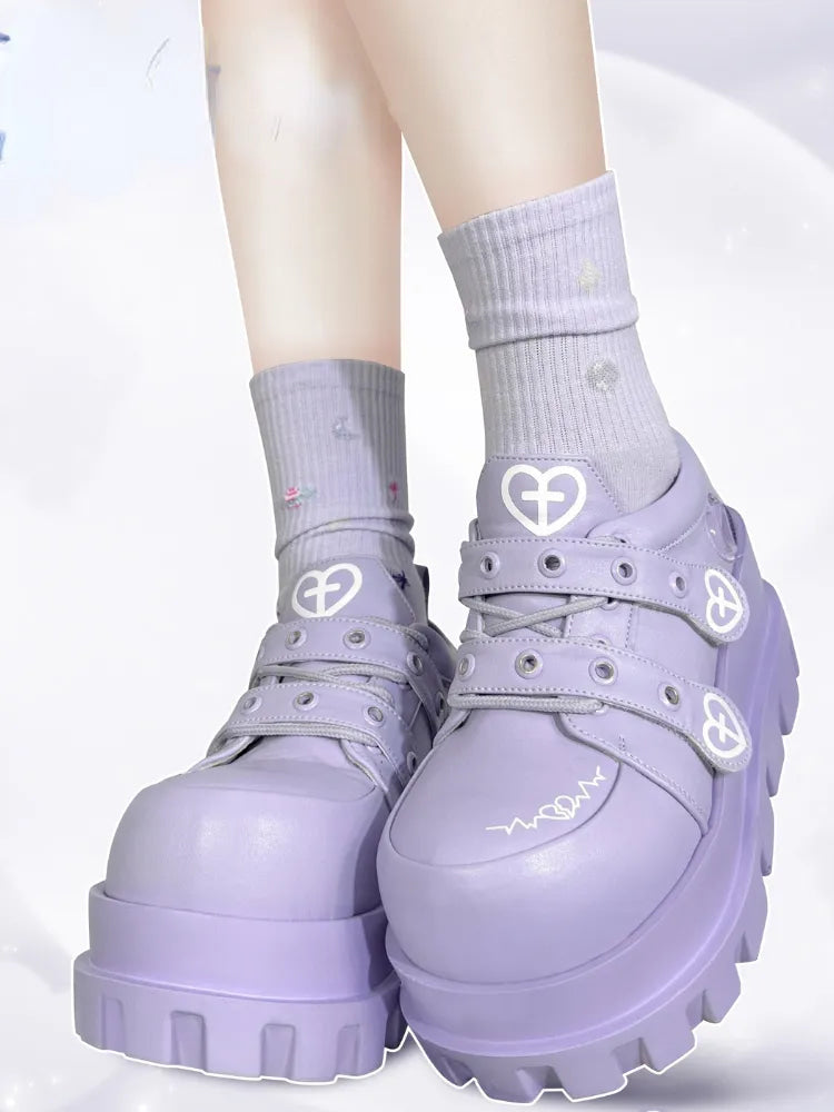 Pink menhera platform shoes - footwear - kawaii shoes - menhera - pink