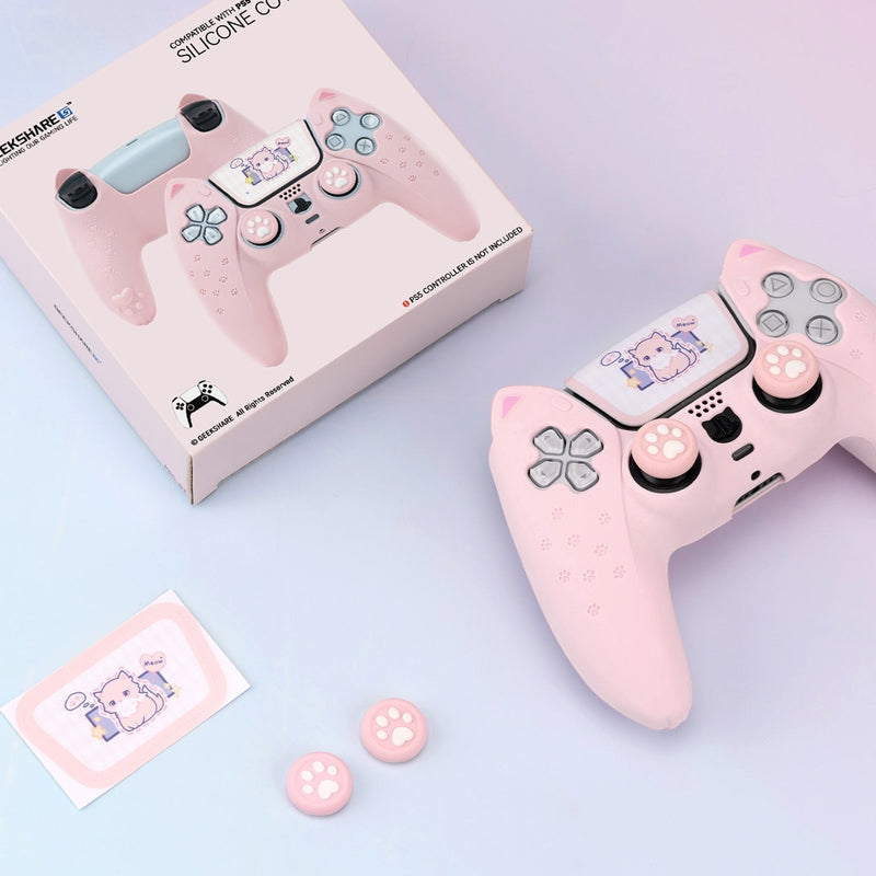 Pink neko ps5 & switch controller covers - controller cover - covers - nintendo