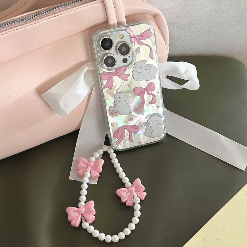 Kawaii pink pastel ribbon bows bunny iphone case phone cover | babe