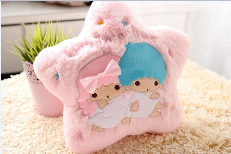 Kawaii pink plush fairy kei decorative throw pillows candy shaped and star