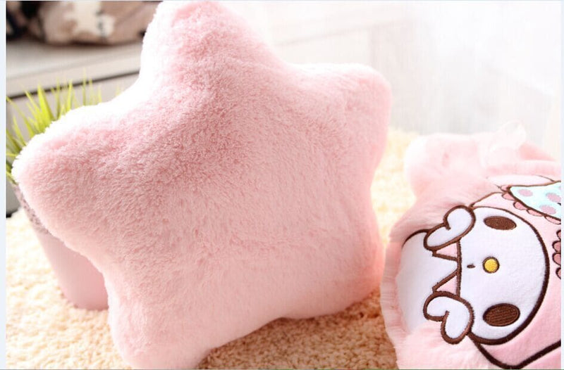 Kawaii pink plush fairy kei decorative throw pillows candy shaped and star