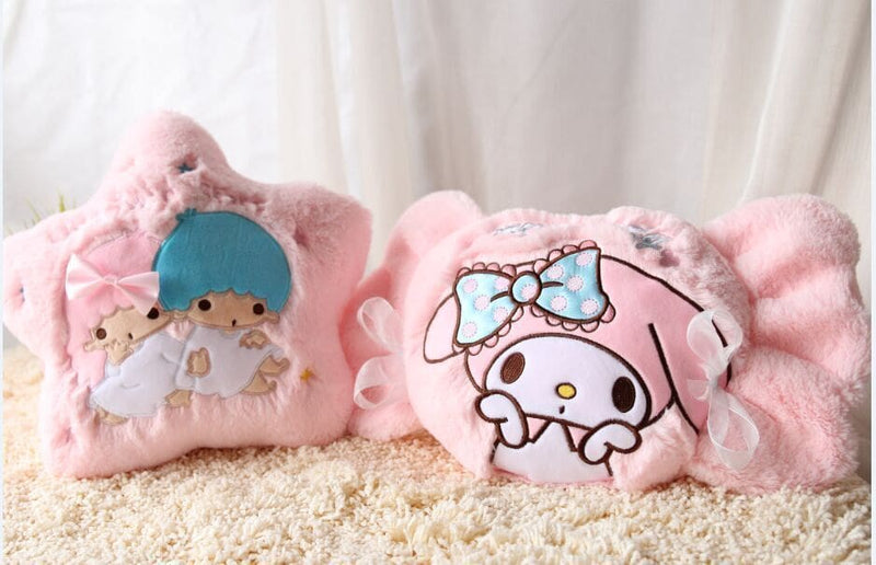 Kawaii pink plush fairy kei decorative throw pillows candy shaped and star