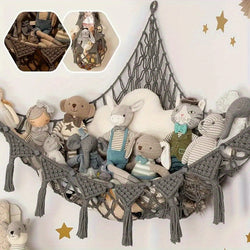 Kawaii pink plushie stuffed animal storage net hammock