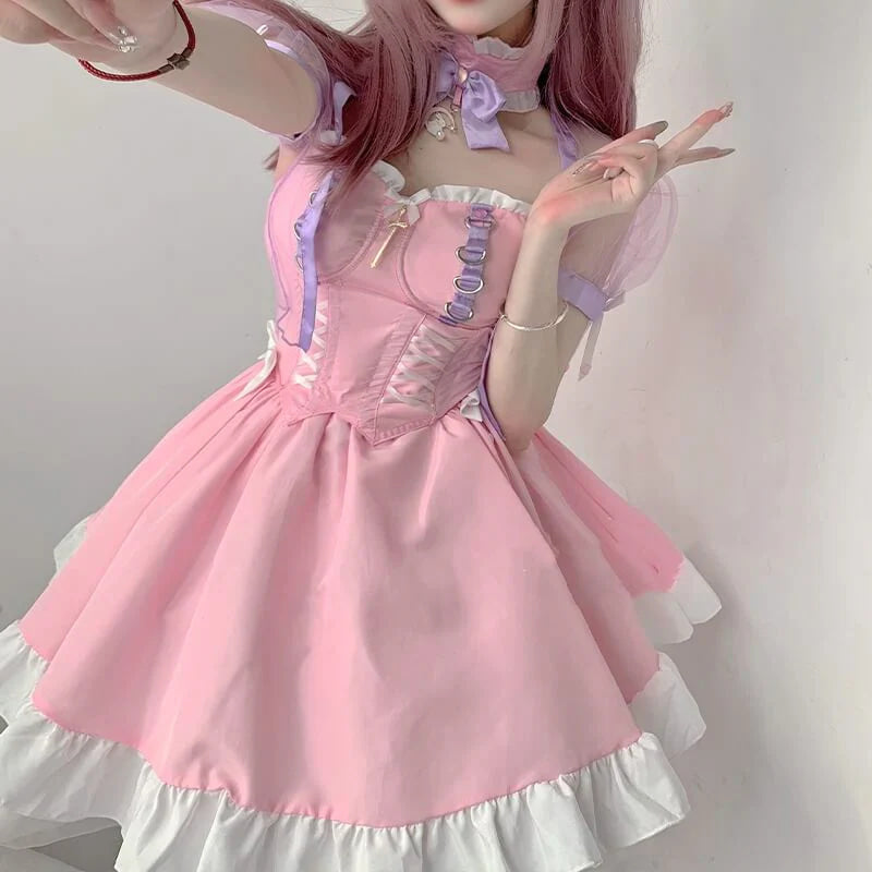 Pink Princess Dress KawaiI Cosplay Maid Lolita Pink Princess Dress KawaiI Cosplay Maid Lolita