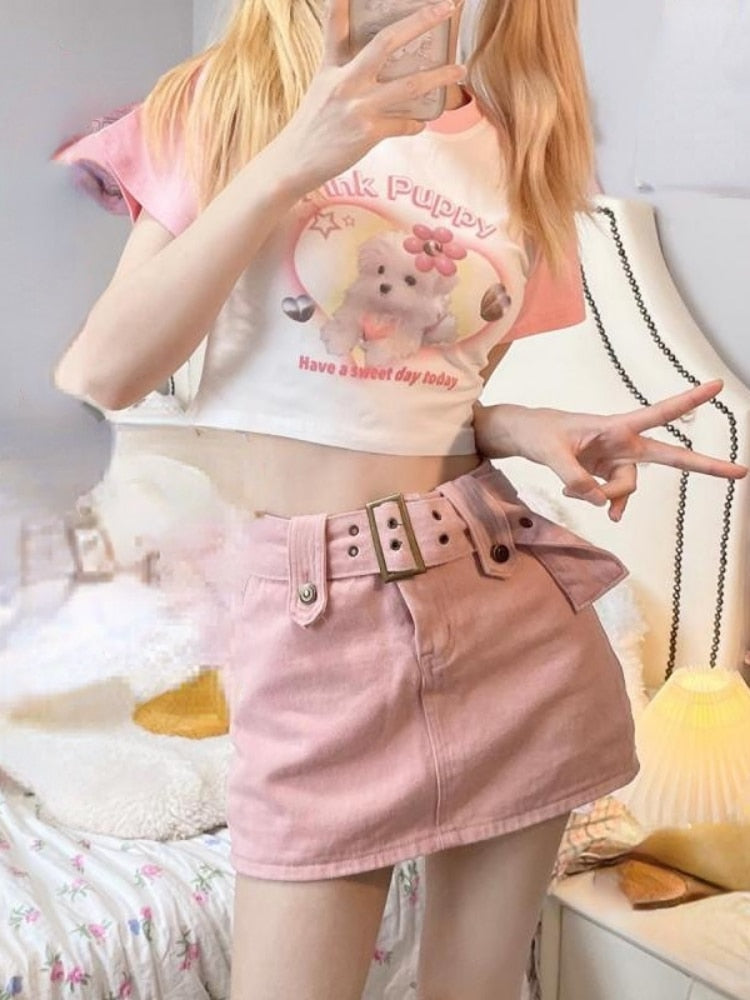 Pink puppy crop top - crop tops - cropped tee - top - dog - doggo