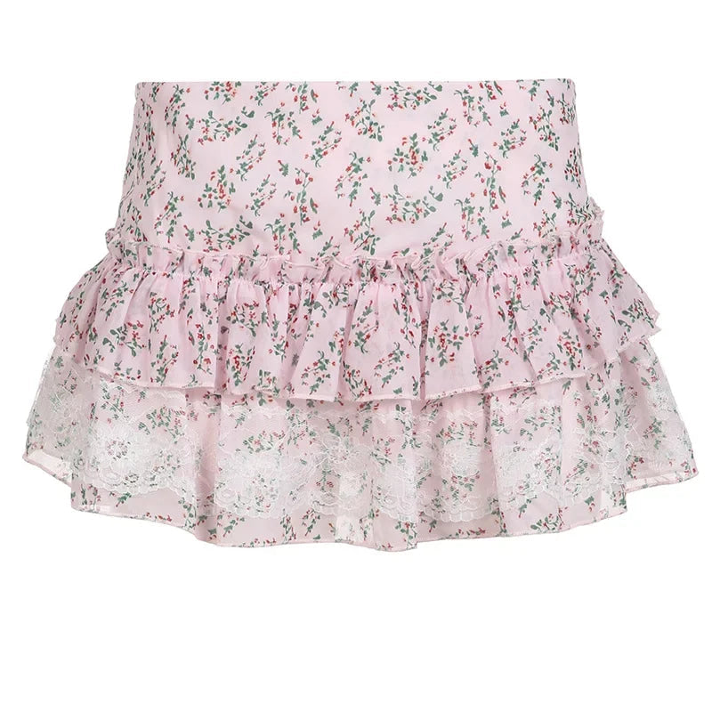 Kawaii Flower Lace Pink Babydoll